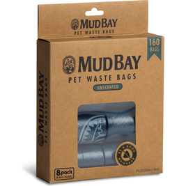 Mud Bay Pet Waste Bags, Unscented, 8 Rolls, 160-count