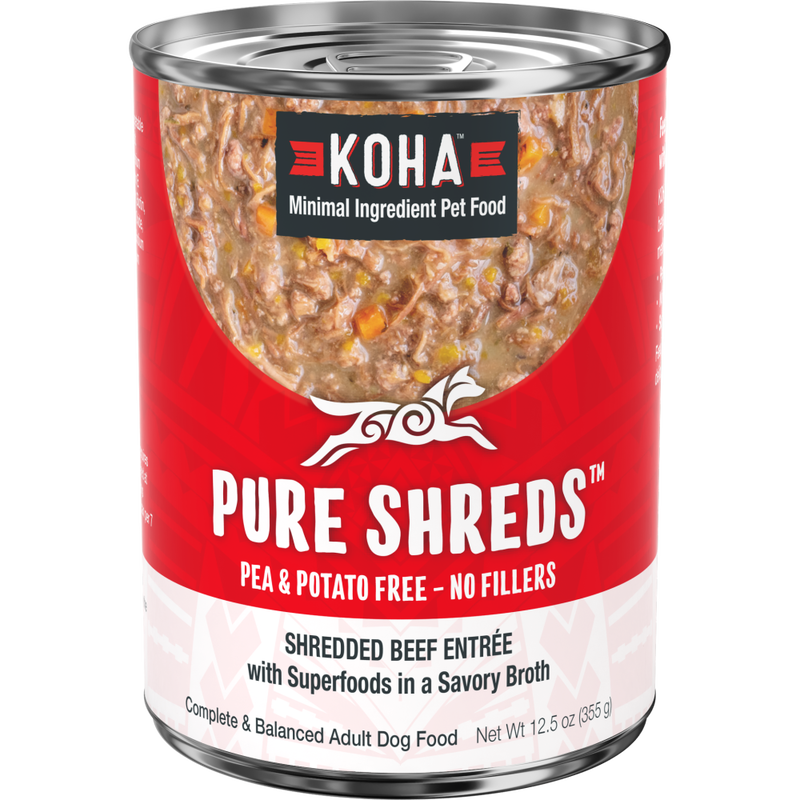 Koha Pure Shreds Canned Dog Food, Beef, 12.5-oz image number null