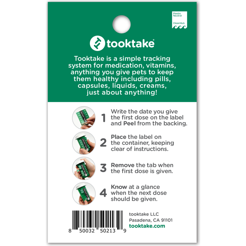 Tooktake Dosage Reminder Labels, Monthly, 4-count image number null