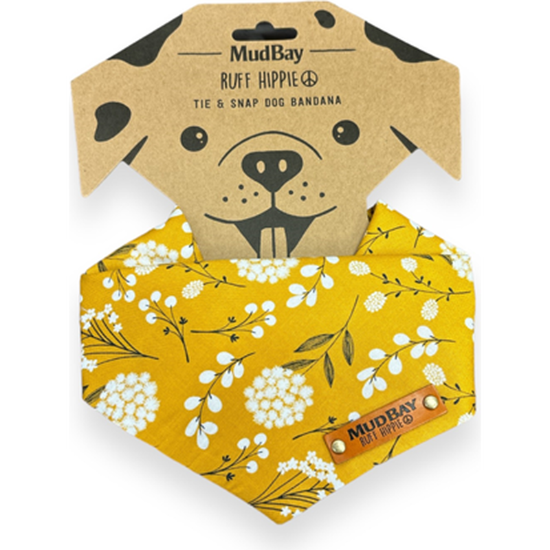 Mud Bay Dog & Cat Bandana, Woodland, Mustard Yellow image number null