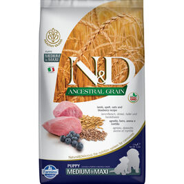 Farmina N&D Ancestral Grain Dry Dog Food, Lamb & Blueberry, Puppy, Medium & Maxi