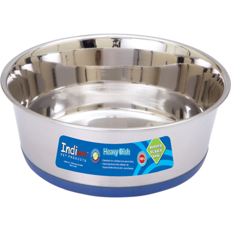 Indipets Heavy Dish with Rubber Base Dog Bowl, 16-oz image number null