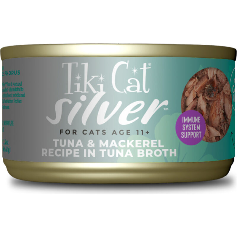 Tiki Cat Silver Canned Cat Food, Senior, Tuna & Mackerel, 2.4-oz image number null