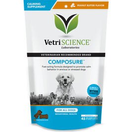 VetriScience Composure Calming Soft Chews Dog Supplement, Peanut Butter, 45-count