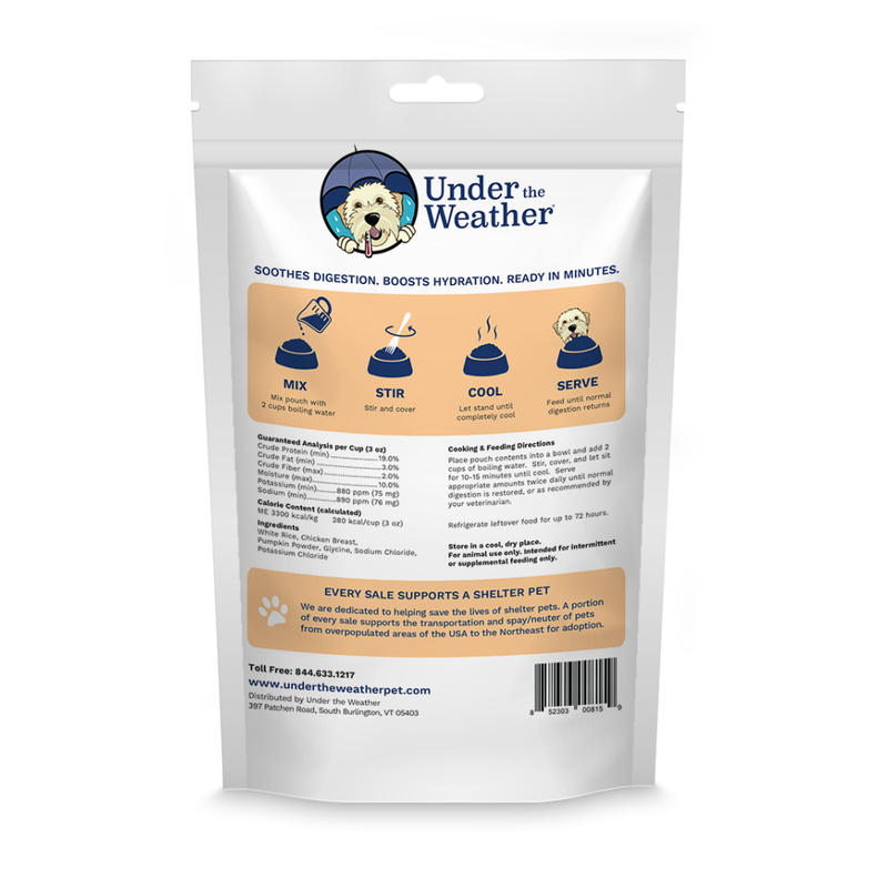 Under the Weather Bland Diet Freeze-Dried Dog Food, Rice Chicken & Pumpkin, 6-oz image number null