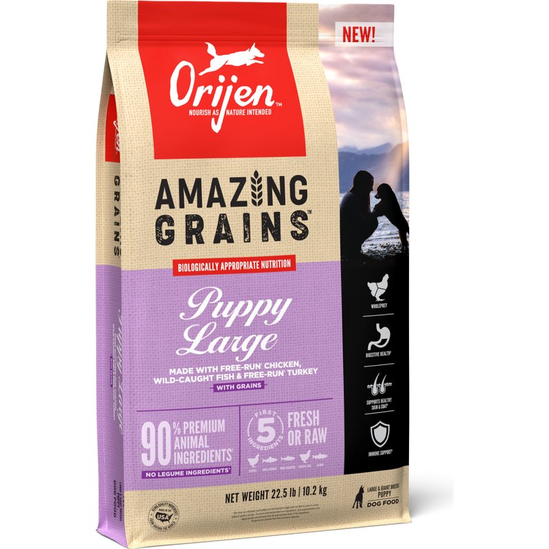 Orijen Amazing Grains Dry Dog Food, Puppy Large, 22.5-lb image number null