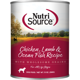 NutriSource Grain Inclusive Canned Dog Food, Chicken Lamb & Ocean Fish