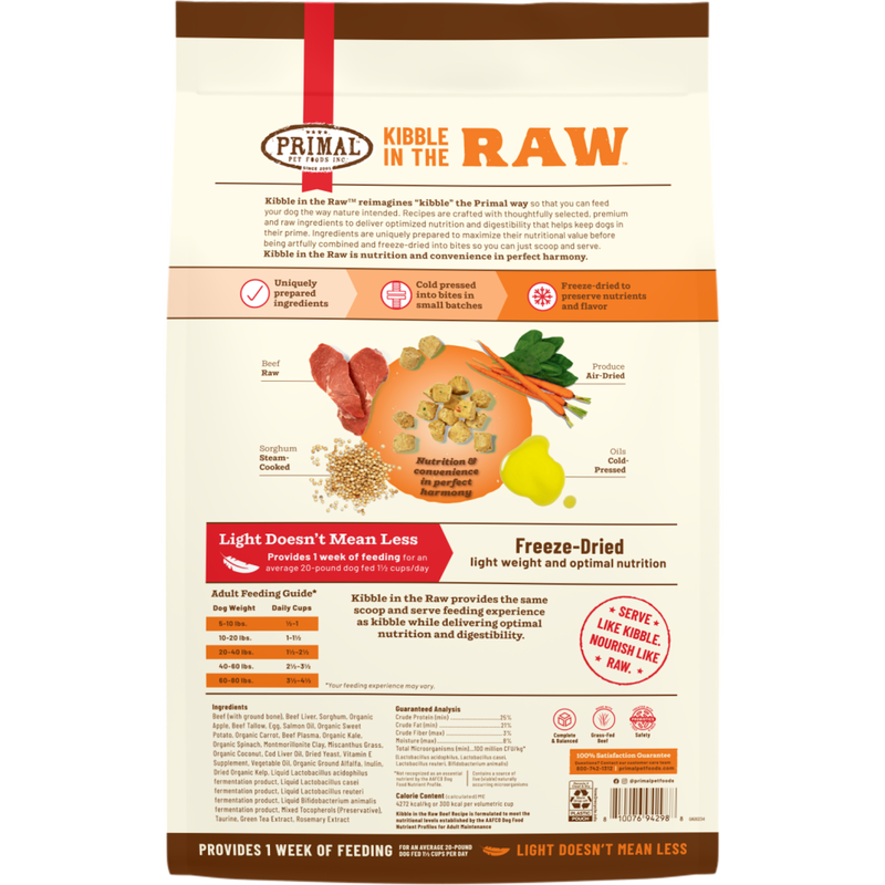 Primal Kibble in the Raw Freeze-Dried Dog Food, Beef image number null