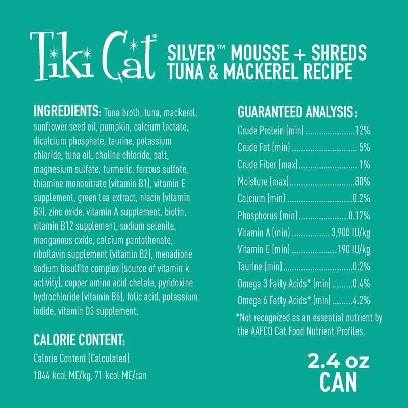 Tiki Cat Silver Canned Cat Food, Senior, Tuna & Mackerel, 2.4-oz image number null