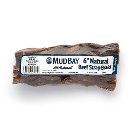 Mud Bay Natural Beef Strap Braid Dog Treats, 6-inch, 2-pack