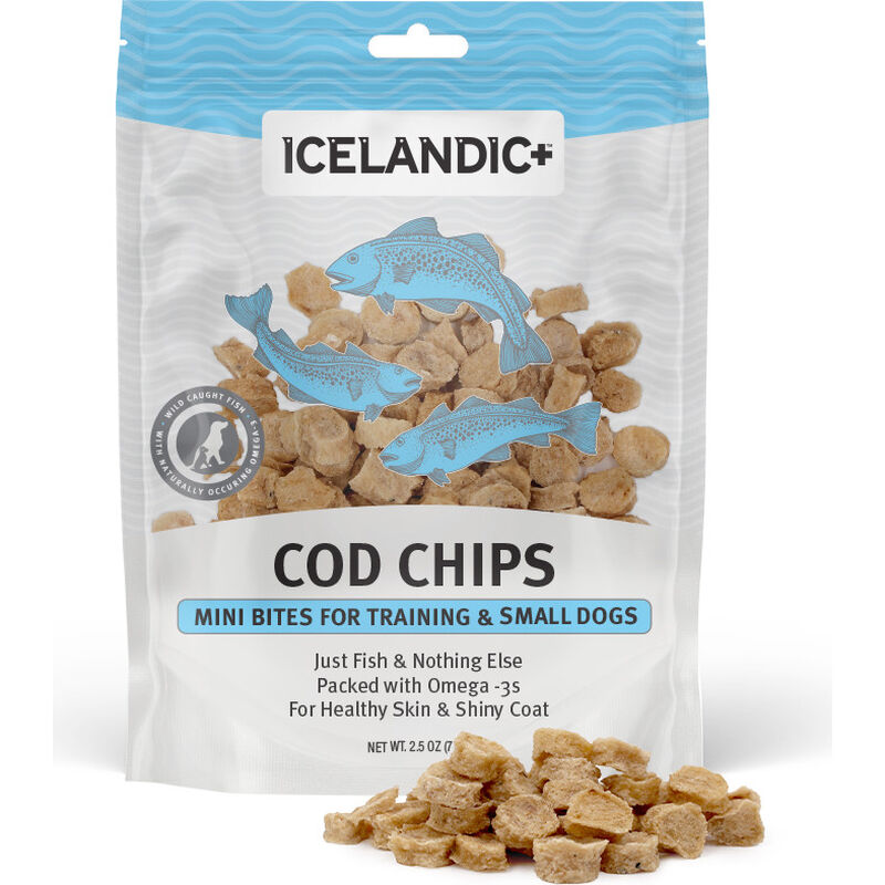 Icelandic+ Fish Chips Dog Treats, Cod, Mini, 2.5-in image number null