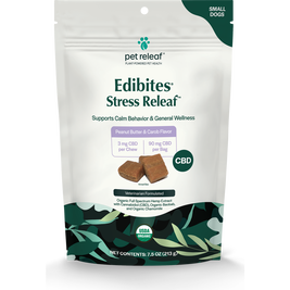 Pet Releaf Hemp Edibites Stress Releaf Small Breed Dog Supplement, Peanut Butter & Carob, 7.5-oz