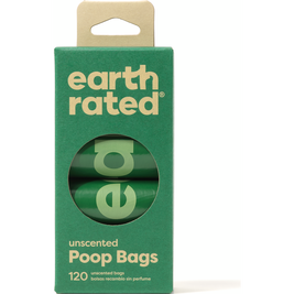 Earth Rated Dog Poop Bag Rolls, Unscented, 8 Rolls, 120-count