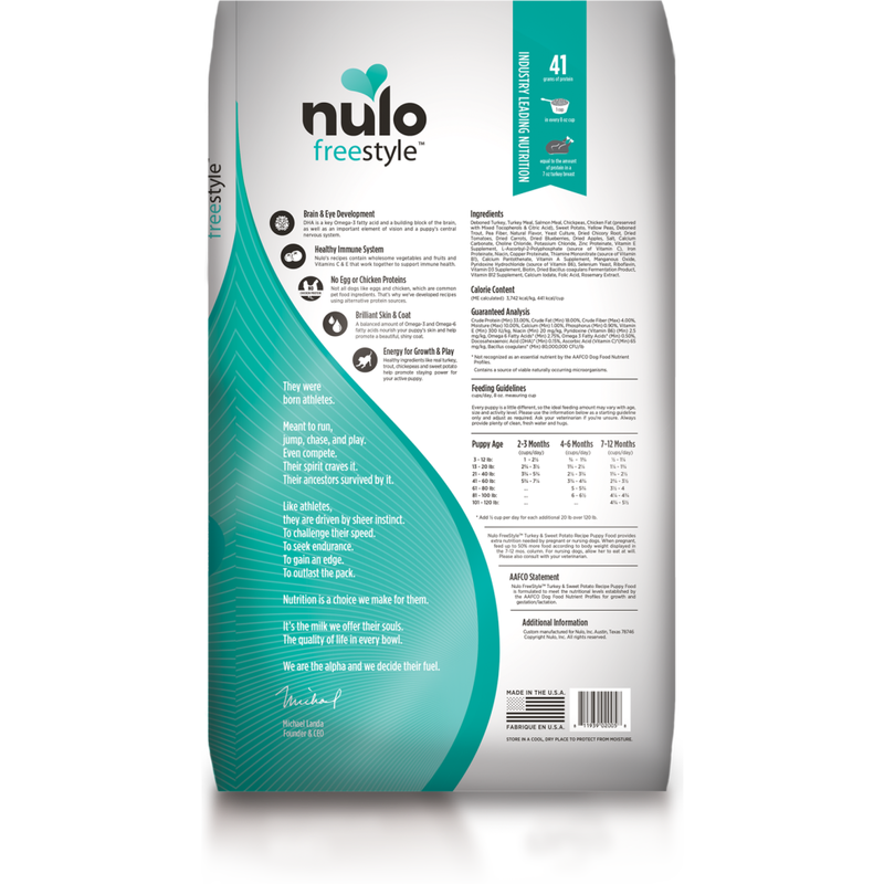 Nulo Freestyle Grain-Free Dry Dog Food, Puppy, Turkey & Sweet Potato image number null