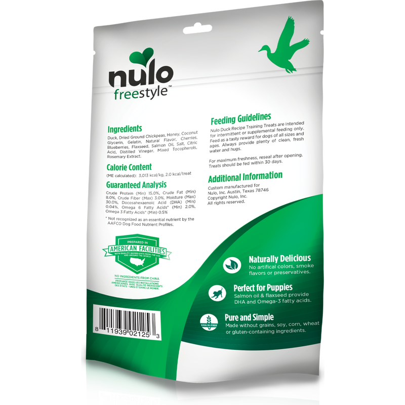 Nulo Freestyle Grain-Free Dog Training Treats, Duck, 4-oz image number null