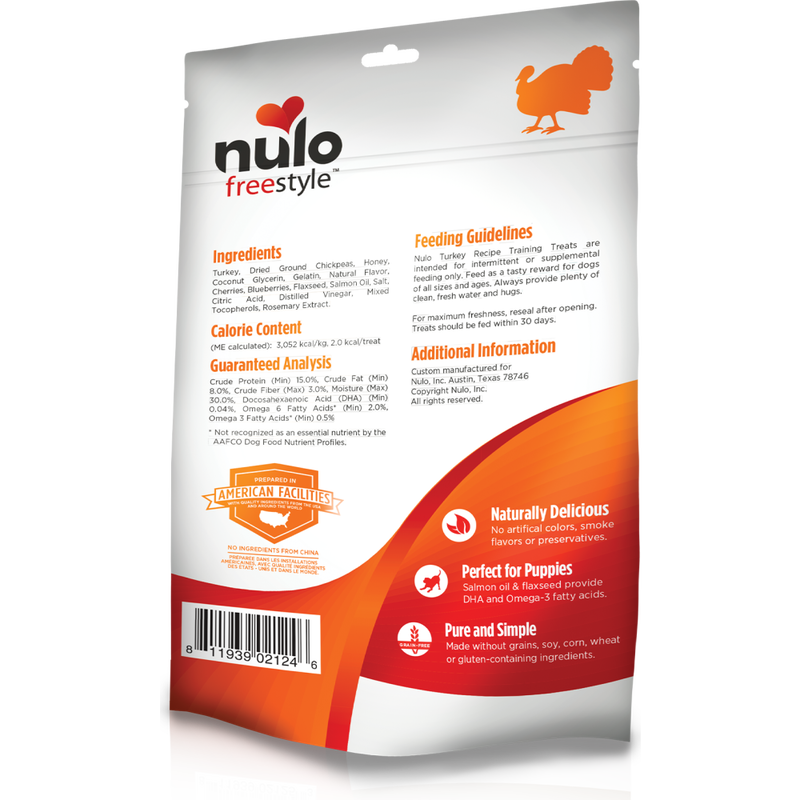 Nulo Freestyle Grain-Free Dog Training Treats, Turkey, 4-oz image number null