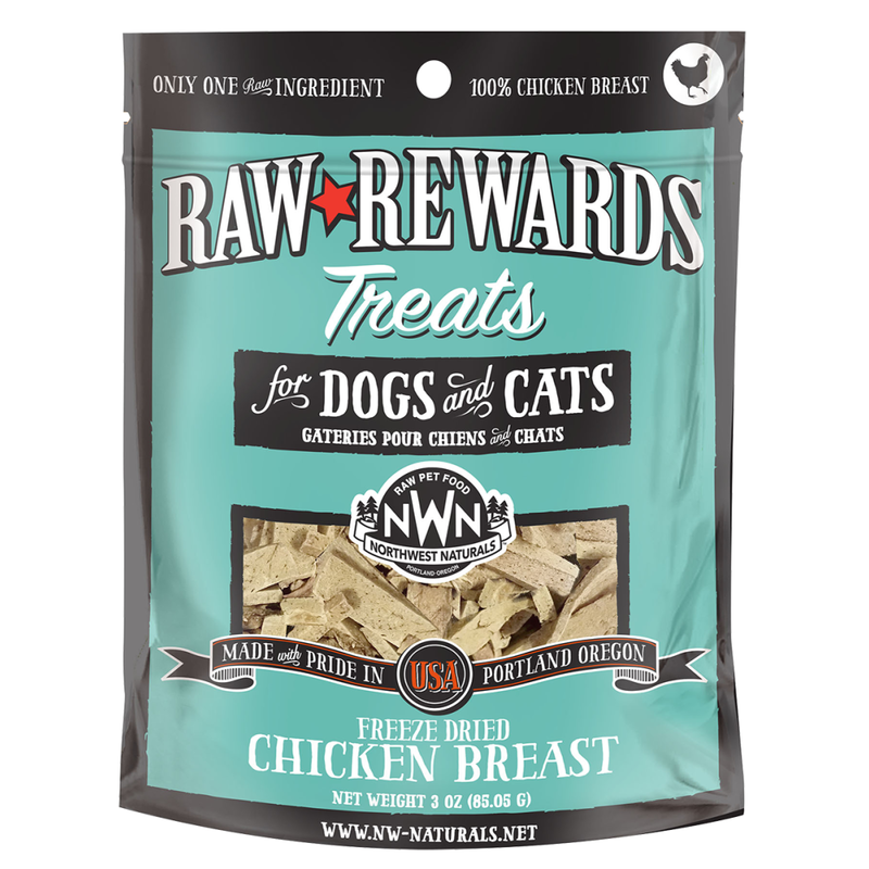 Northwest Naturals Raw Rewards Freeze-Dried Dog & Cat Treats, Chicken  Breast, 3-oz