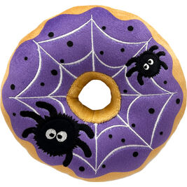 Huxley & Kent Halloween Power Plush Dog Toy, Spiderweb Donut