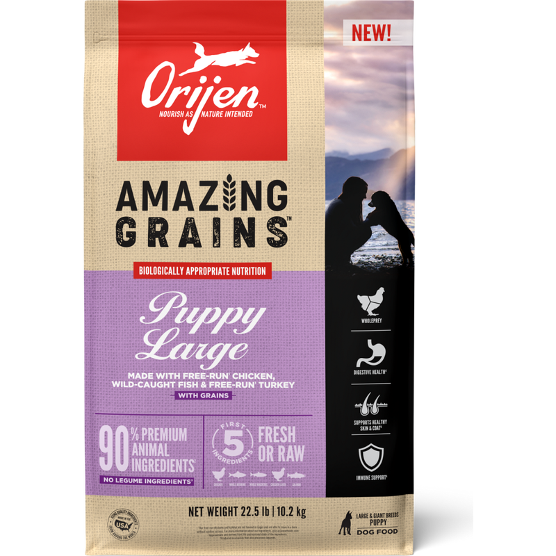 Orijen Amazing Grains Dry Dog Food, Puppy Large, 22.5-lb image number null