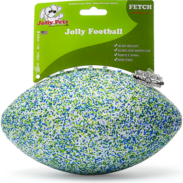 Mud Bay Football Dog Toy, White Green & Blue, 8-in