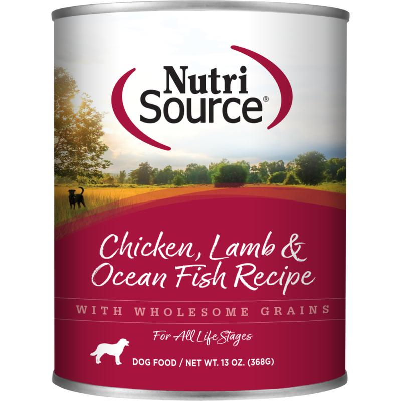 NutriSource Grain Inclusive Canned Dog Food, Chicken Lamb & Ocean Fish, 13-oz image number null