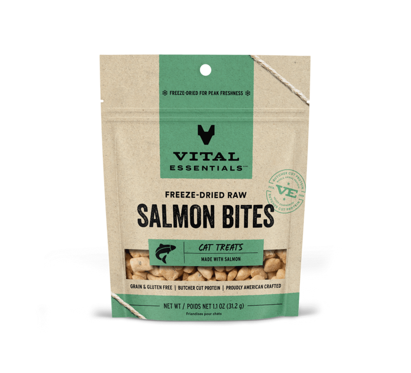 Vital Essentials Freeze-Dried Salmon Bites Cat Treats, 1.1 oz