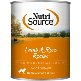 NutriSource Grain Inclusive Canned Dog Food, Lamb & Rice, 13-oz