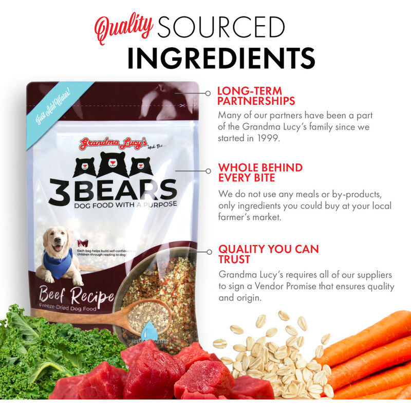 Grandma Lucy 3 Bears Freeze-Dried Dog Food, Beef image number null