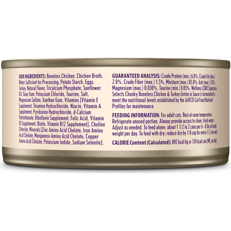 Wellness Core Signature Selects Canned Cat Food, Chunky, Chicken & Turkey, 5.3-oz image number null