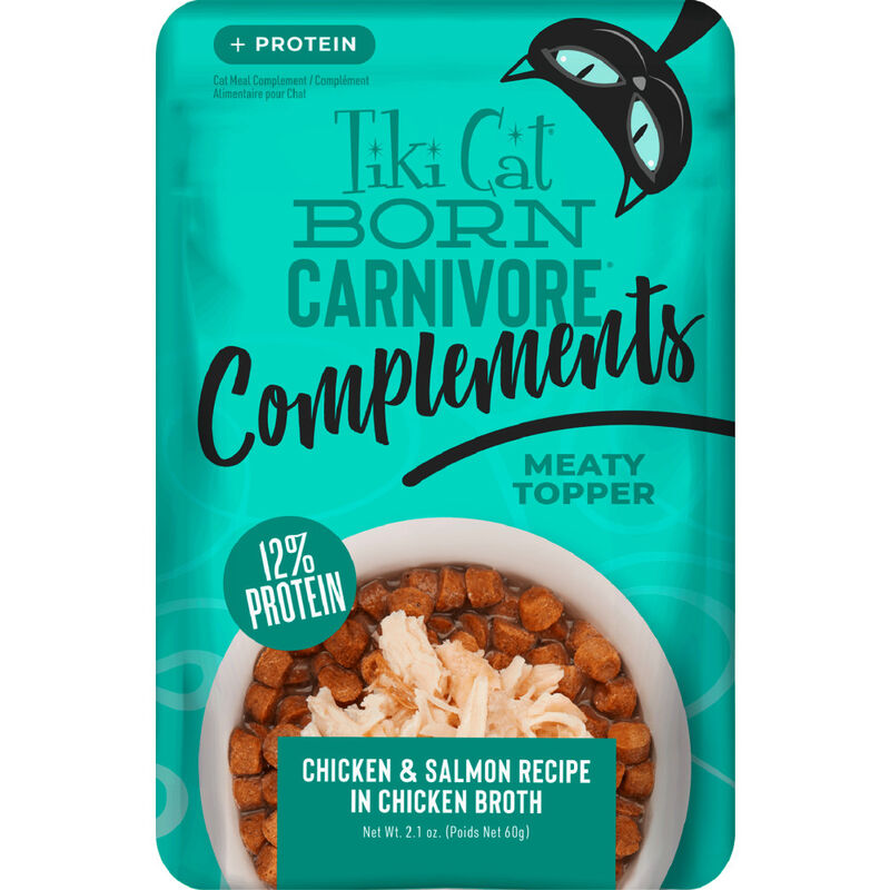 Tiki Cat Born Carnivore Complements Wet Cat Food Topper, Chicken & Salmon, 2.1-oz image number null