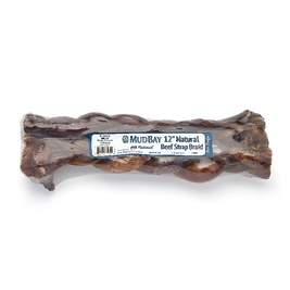 Mud Bay Natural Beef Strap Braid Dog Treats, 12-in, 2-pack