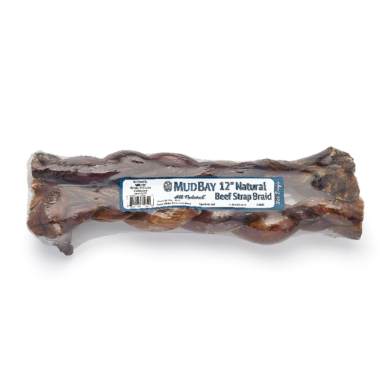 Mud Bay Natural Beef Strap Braid Dog Treats, 12-in, 2-pack image number null