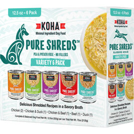 Koha Pure Shreds Canned Dog Food, Variety Pack, 12.5-oz, 6-pack