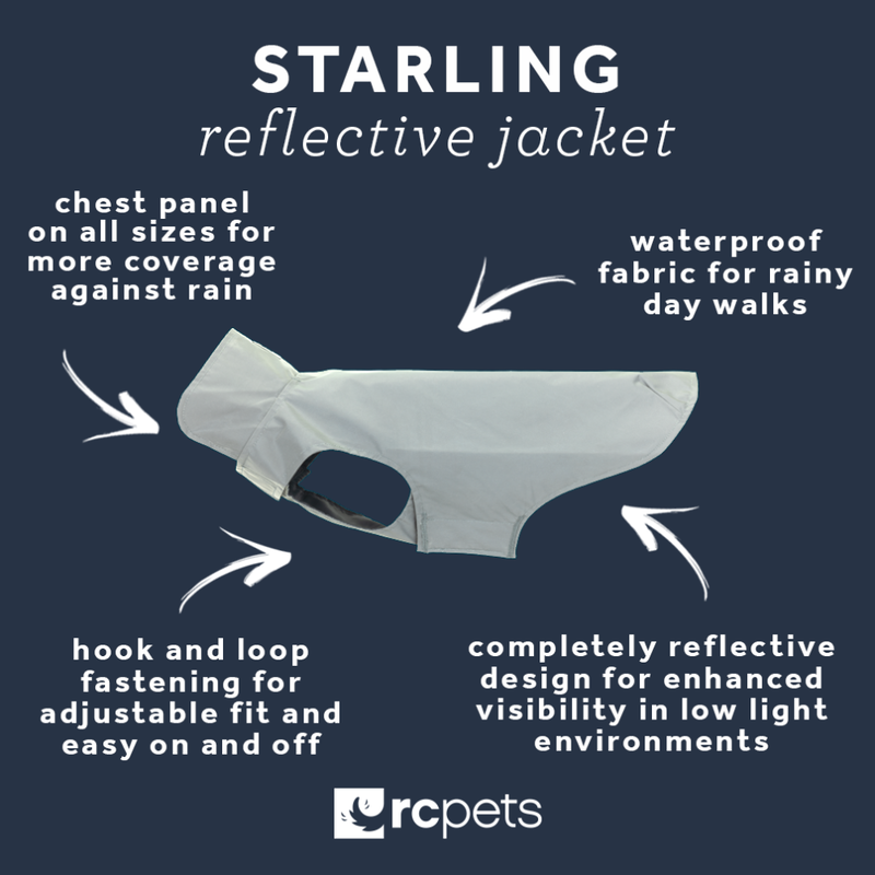 RC Pets Starling Reflective Dog Rain Jacket, Silver, Large image number null