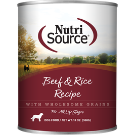 NutriSource Grain Inclusive Canned Dog Food, Beef & Rice, 13-oz